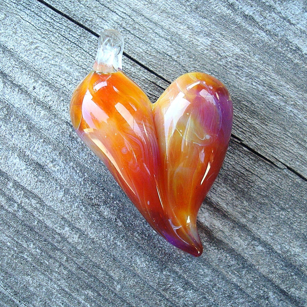Loribeads - Boro Heart 2 - SRA handmade glass lampwork bead