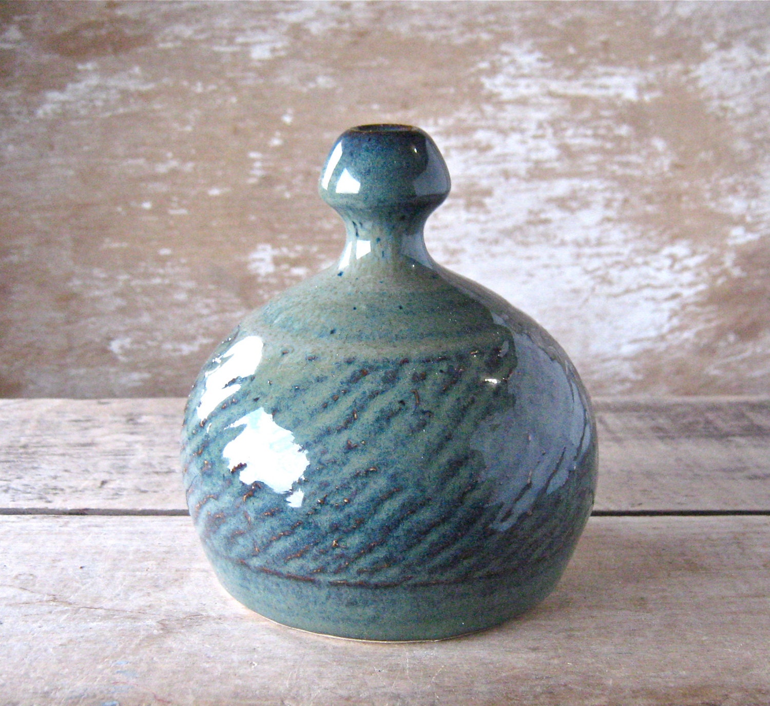 Watering Pot, Earth Blue with Texture, Thumb or  Immersion Waterer, Thumb Bottle, Ready to Ship