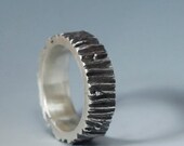 Men's Tree Trunk ring, sterling silver, 7mm, your size