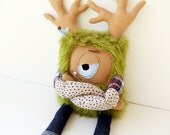 Sawyer the Grumpster - Hand sewn, plush hipster monster