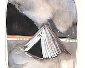 Art Print of an Original Painting of a Found Beach Shelter 8x10 - Let's Stay the Night Here