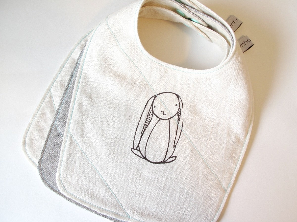 organic baby bib, baby bib, rabbit, bunny