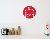 felt wall hanging, children's room, red apple,