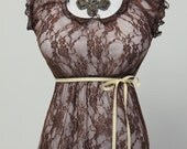 Size Large Brown Lace Blouse - Fits Bust Measurement of 46 to 52 inches