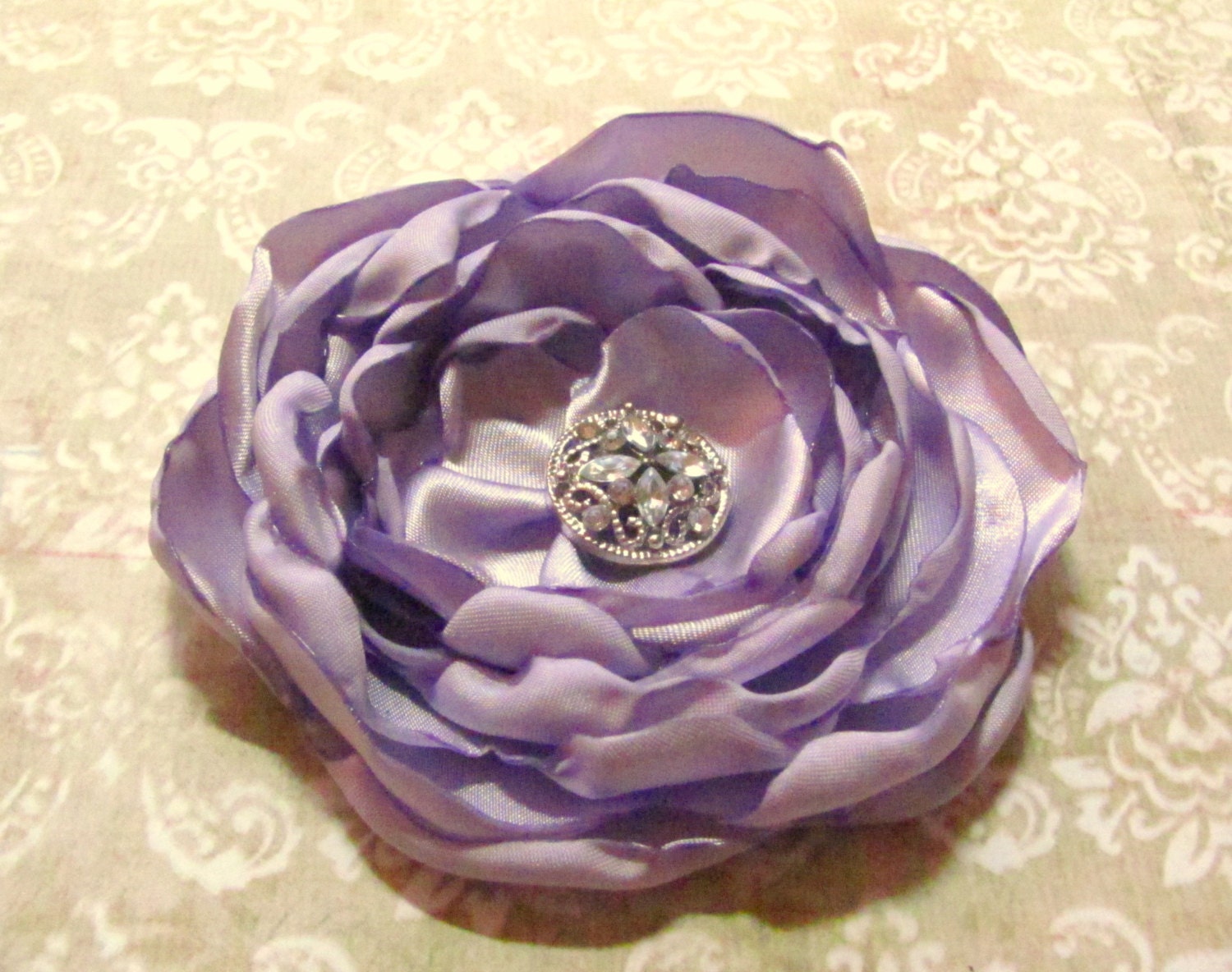 Bridesmaid Hair Clip. Lavender Satin Flower Hair Clip. Pin and Hair Clip. Corsage. Lilac. MANY COLORS AVAILABLE