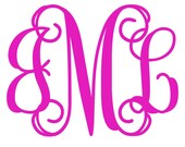Intertwined Vine Monogram Decal, 3in