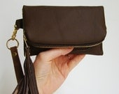 Soft Brown Leather iPhone/ iPod/ Android wallet, smart phone clutch with wrist strap