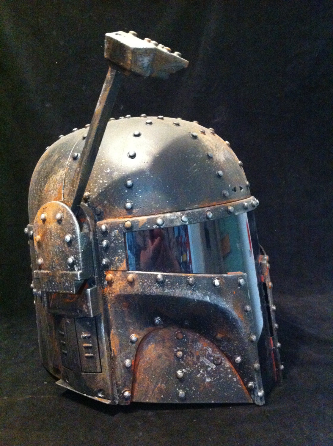 Steampunk Boba Fett Black battle bashed helmet Star Wars