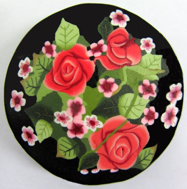 Polymer clay cane. Unique milefiore 1" wide. Details bouquet flowers -  Enchanted Garden