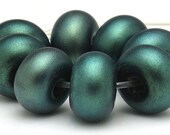 Handmade Lampwork Spacer Beads Emerald Green Sparkle SRA