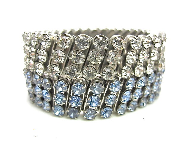 Vintage 1950s Lot of 2 Rhinestone Expansion Bracelets
