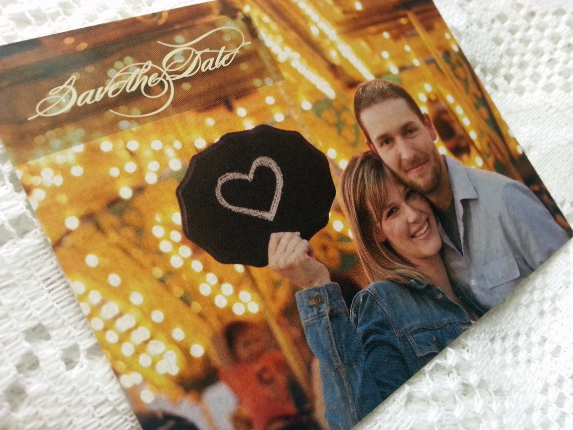 Photo Save the Date Postcards - Set of 50 - Full Color Front and Back - Custom Your Photograph - Vintage Classic Design