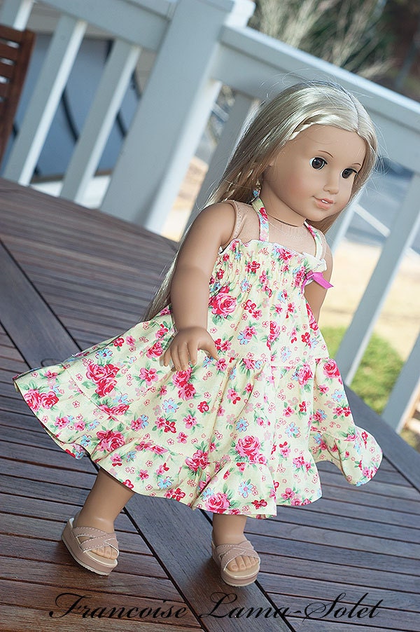 American Girl Doll Clothes tiered twirl dress 18" doll style or 23" doll - Sophie
