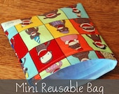 Sock Monkey Portraits - Mini Reusable Bag from green by mamamade