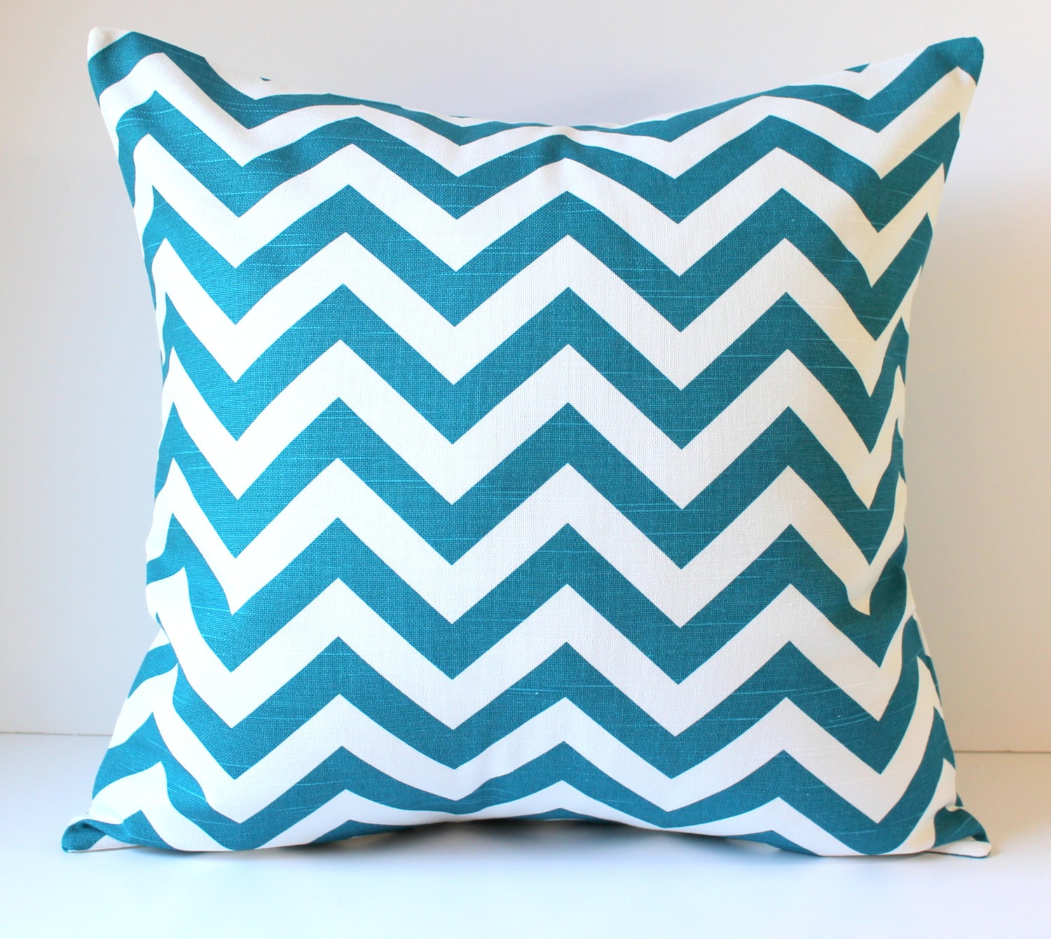 Decorative Pillows Cushions Cover - Aquarius Teal Blue & White Chevron -18 x 18 Accent Throw Pillow - Baby Nursery Decor - Dorm Decor