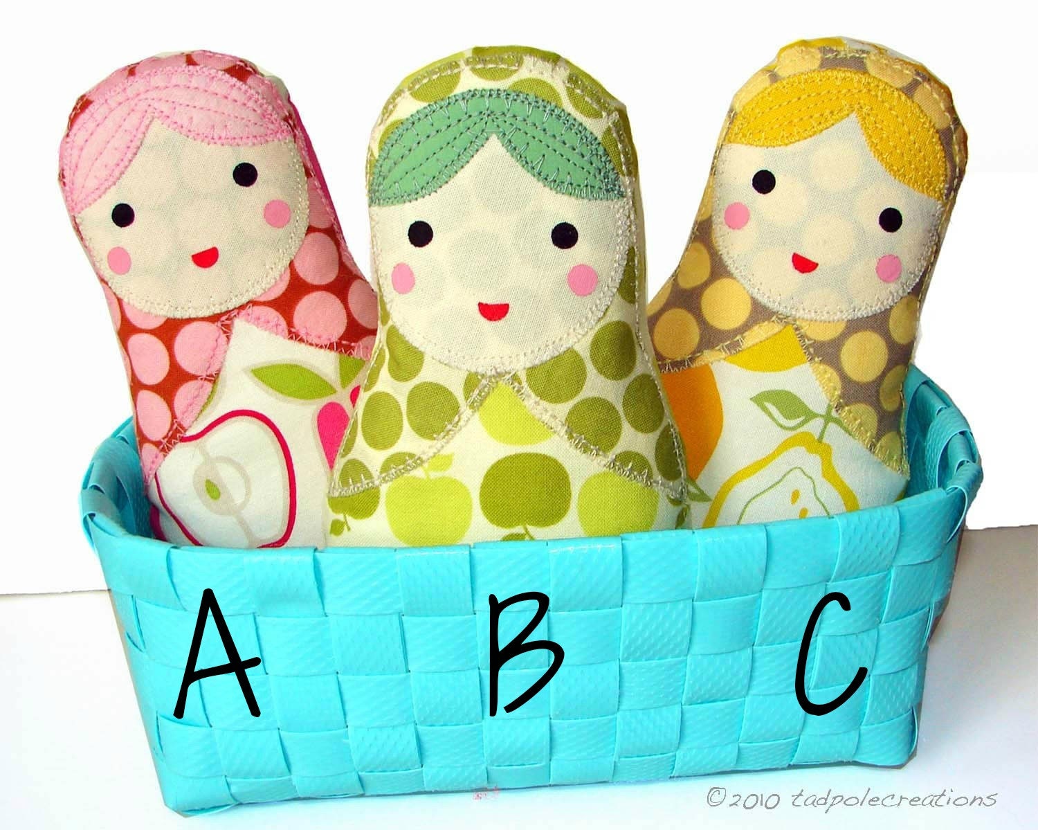 One Matryoshka Babushka Baby Cloth Doll  - Toddler - Youth Girl Birthday - New Baby Gift - Pastel Pink, Green or Yellow
