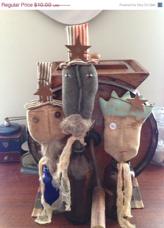 CustomerAppreciation Sale Primitive Americana Uncle Sam Crock Sticks