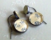 Map and  Vintage Japanese Handwriting Sterling Silver Earrings  Traveling Love Letters  7ab