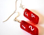 Red Dice Earrings - Six Sided D6 Crystal Shaped Dice Jewelry