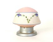 Hand Painted Blue Floral and Pink Ceiling Fitter Shade and Fixture
