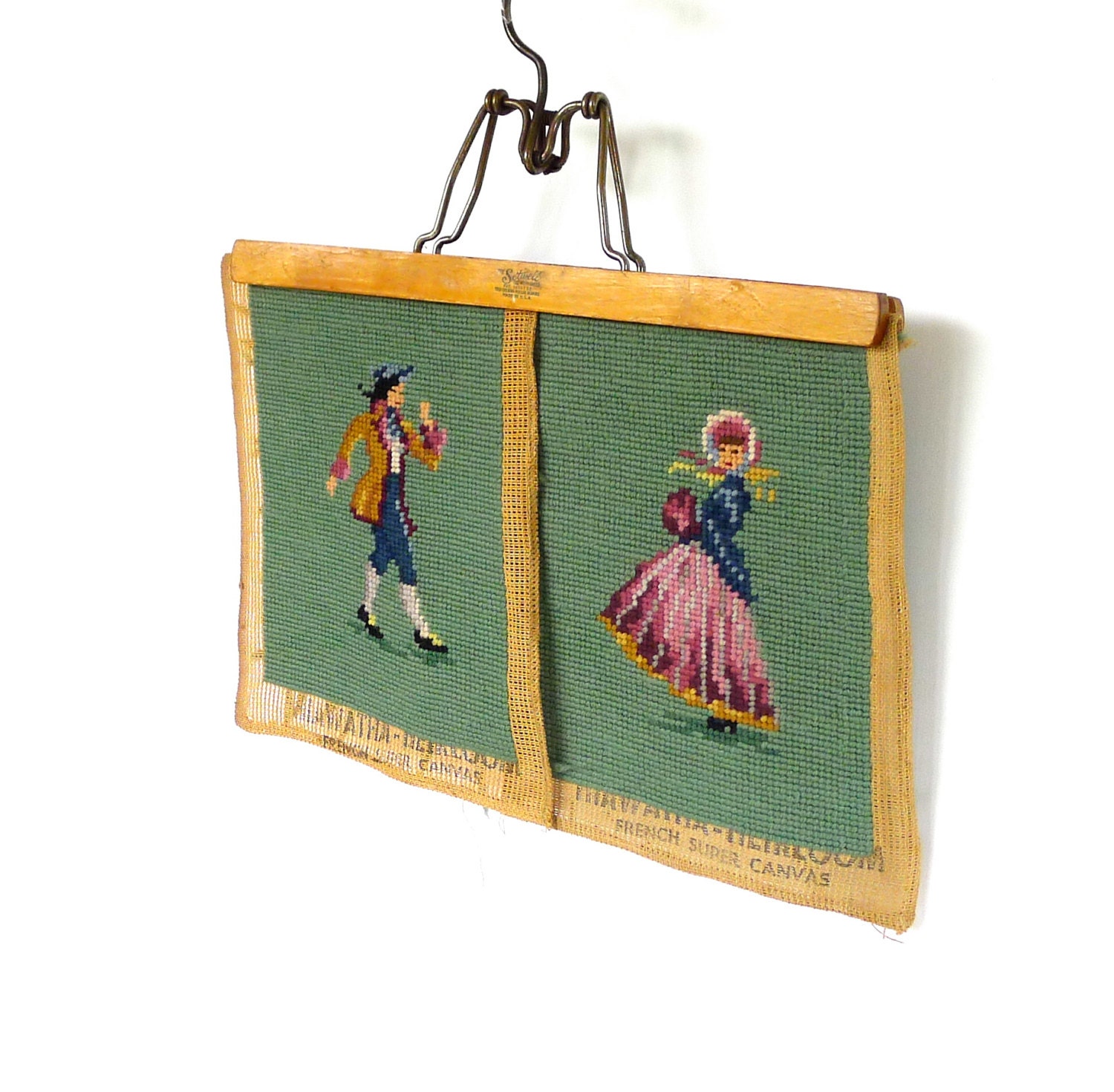 Colonial Couple Needlepoint Pair