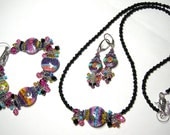 SPRiNG BRiGHTS Handmade SRA Lampwork Art Glass Bead Earrings Necklace and Bracelet Set by Glitterbug Originals SRAJD