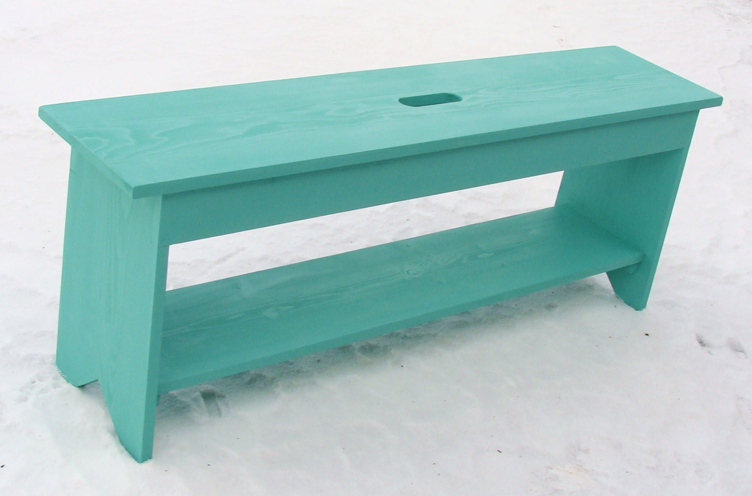 Summer Cottage Bench Wood Storage Entryway Bench Coastal Beach Garden Patio Coffee Table Sea Green Blue Custom