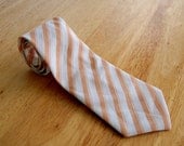 Boys Necktie - Subtle Sophisticated Tan Striped Pretied Necktie for infant, toddler, child