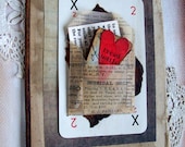 Original mixed media art collage small canvas Love Letter