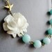 Soft Tiffany Blue Jewelry,Bridesmaid Necklace,White Jewelry,Flower Necklace,Wedding Jewelry (Free matching earrings)