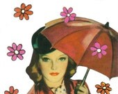 Original Collage Paper Collage Art April Showers Bring May Flowers Spring Rainy Day