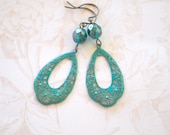 NEW - Aurora Borealis Distressed Patina Earrings