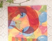 Fashion portrait bright red icecream summer original illustration