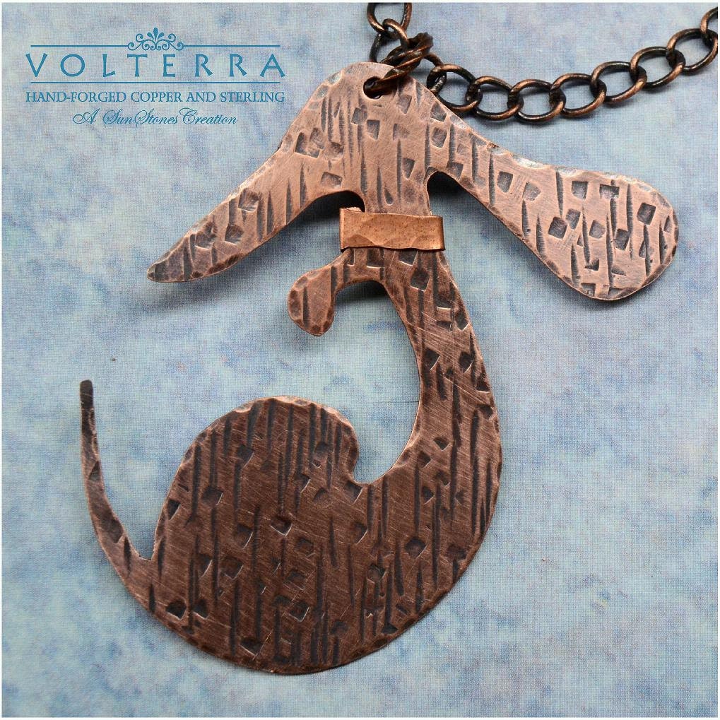 Hand Forged Copper Dachshund Pendant Necklace