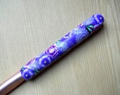 Crochet Hook, Floral Covered Handle, Polymer Clay, Bates Size N