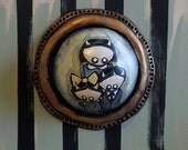 creepy devil children,convex portrait sculpture