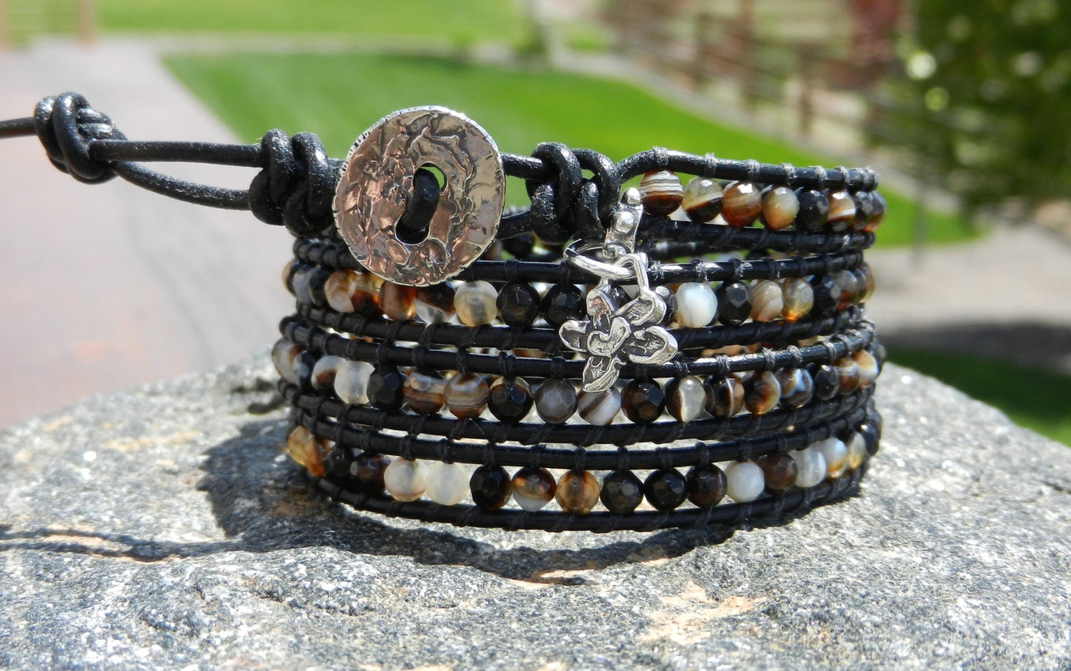 Faceted Botswana Agate Wrap Bracelet