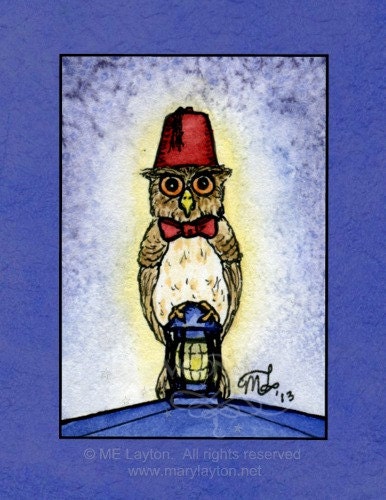 Doctor Whooo - fan art owl signed print - Mary Layton