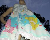 Care Bears Sundress OOAK Upcycled Geek Chic Dress Carebear Lace Sundress M L XL Plus Size Adult