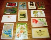 Twelve Charming Vintage Birthday Postcards