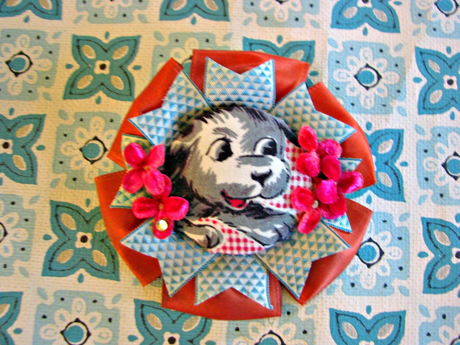 Fun Vintage Doggie Prize Ribbon Corsage