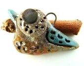 Raku Bird Ceramic Pendant Raku Jewelry Supplies Handmade by MAKUstudio