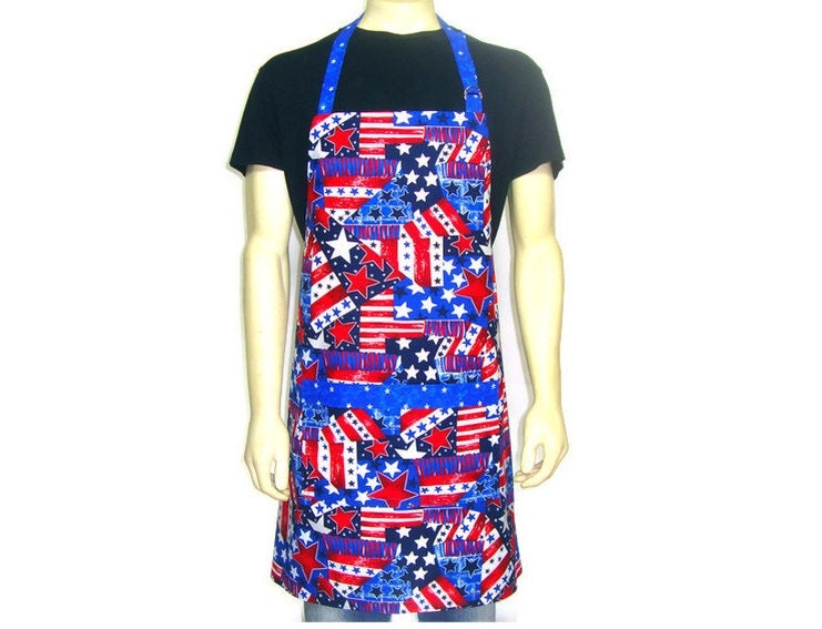 Stars and Stripes, Red White and Blue, Full Chef Style Kitchen Apron