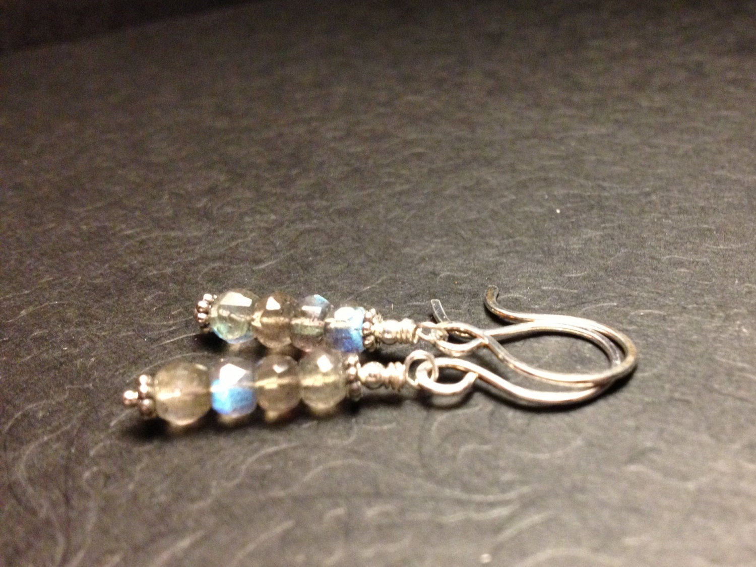 Stacked Labradorite Gemstone Sterling Silver Earrings