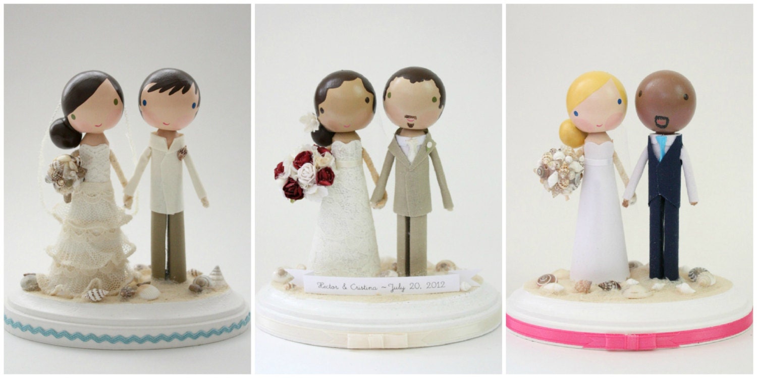 custom wedding cake topper - beach theme