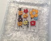 Fused Glass Dish: Cartoon Flower Bouquet 3