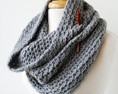 Women's Fashion Accessories - Hand-Knit Cowl Scarf - Merino Wool Scarf - Light Grey