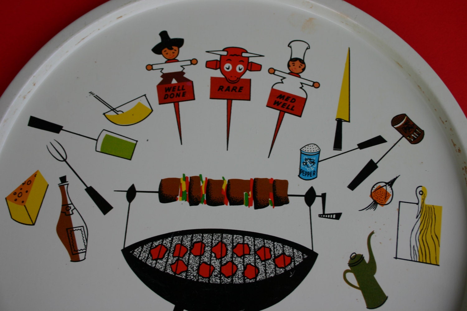 VINTAGE metal BBQ plate / tray