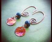 Azurite and Copper Spiral Earrings
