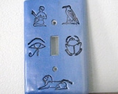 Petroglyph Light Switch Cover Blue